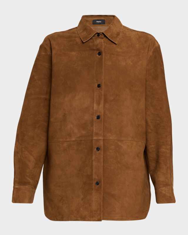 Long-Sleeve Suede Menswear Shirt